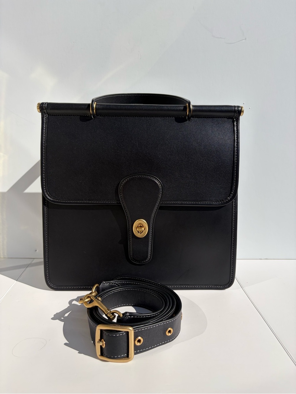 NWOT Coach Originals Willis Top Handle Bag Black Leather Crossbody Satchel 5785